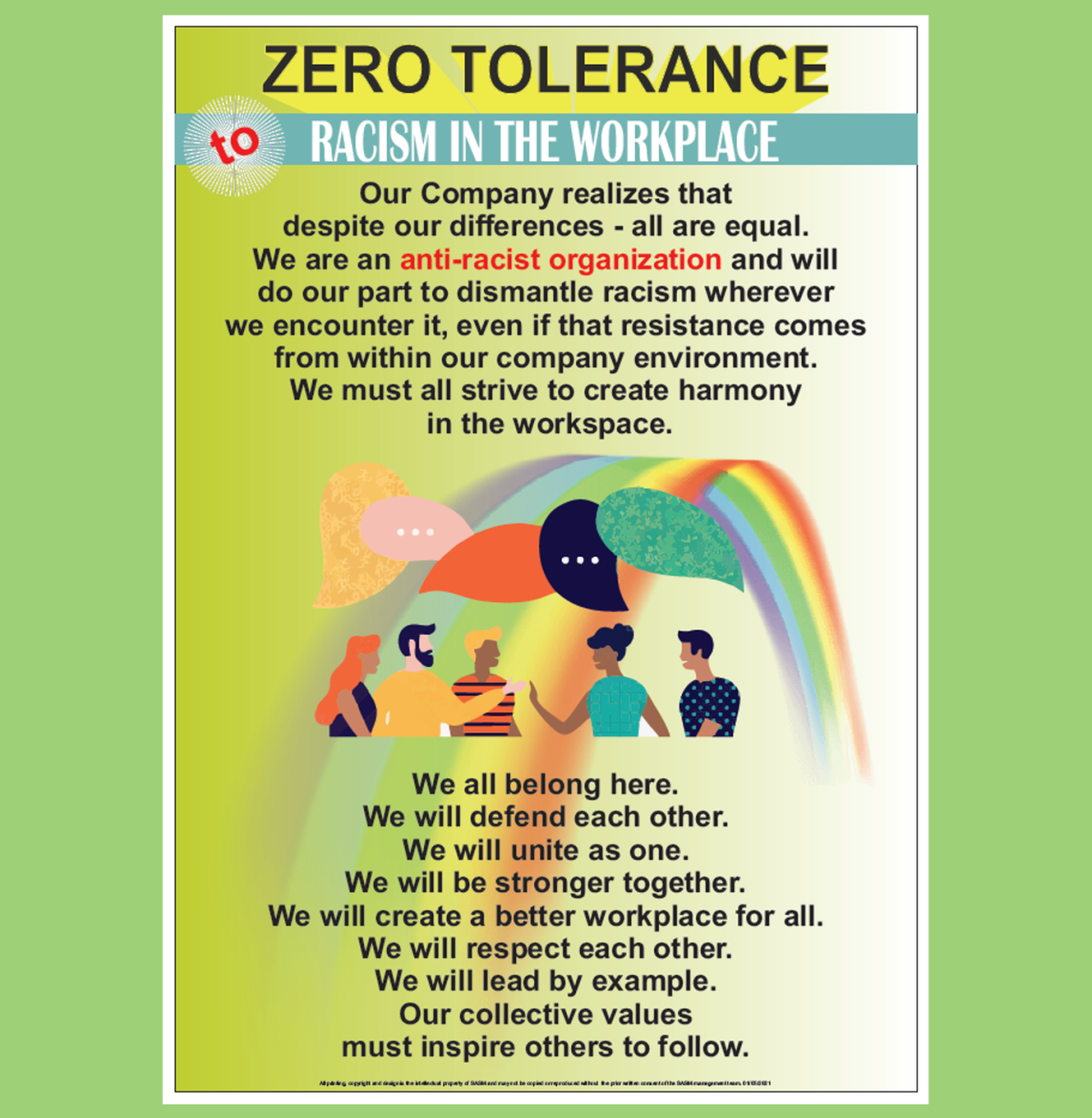 ZERO TOLERANCE - RACISM in the WORKPLACE