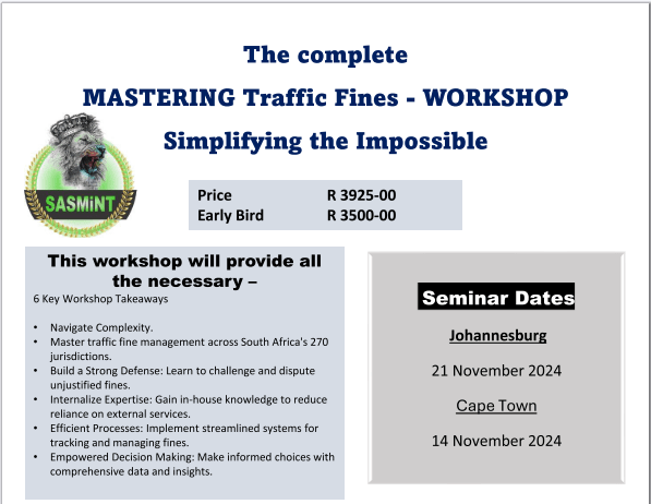 Traffic Fine Workshop - Cape Town - 14 Nov 2024