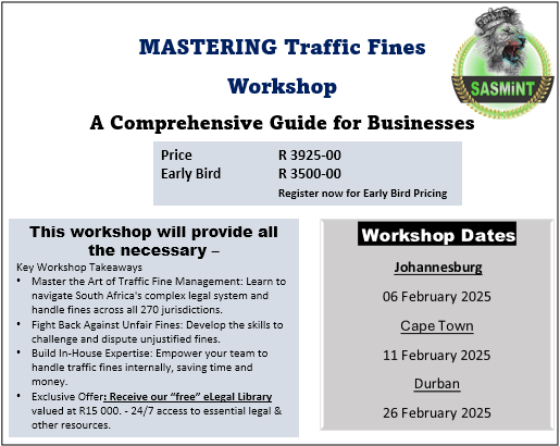 Traffic Fine Workshop - JHB - 06 February 2025