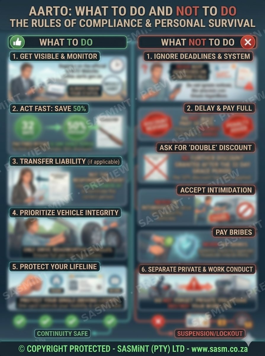 AARTO: What to Do and Not to Do: The rules of compliance and personal survival (preview with the text blurred)