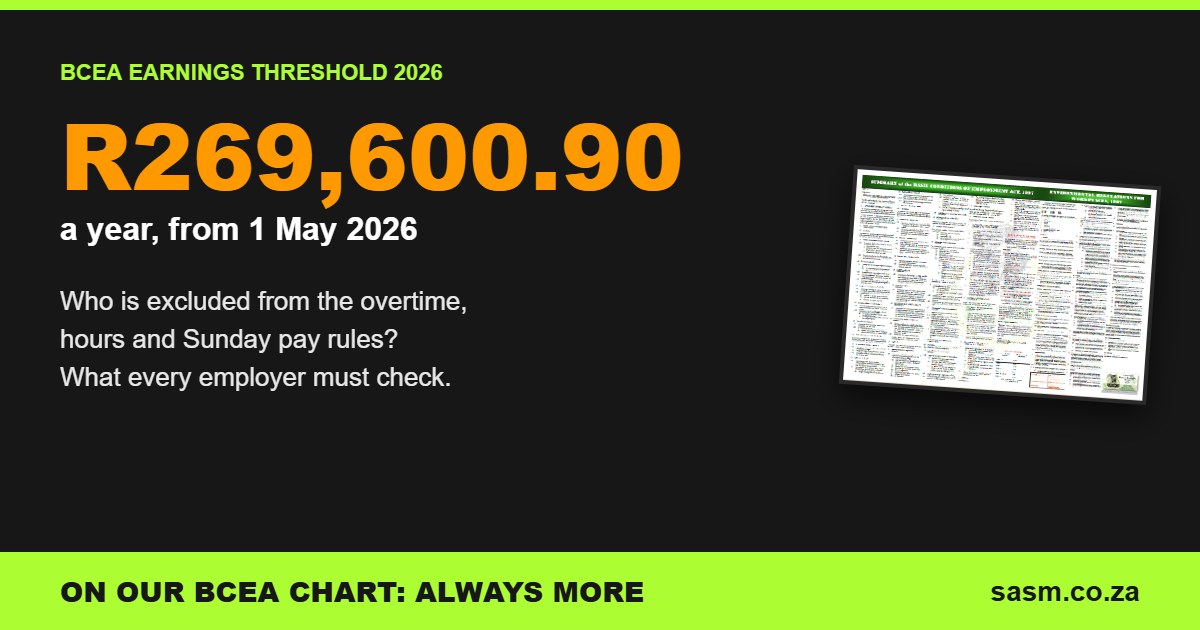 BCEA earnings threshold 2026: R269,600.90 a year from 1 May 2026