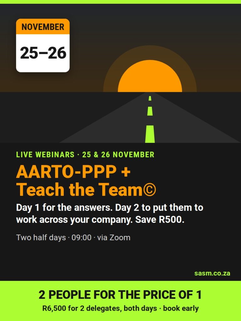 AARTO-PPP and Teach the Team webinars, 25 and 26 November 2026: R6,500 for 2 delegates
